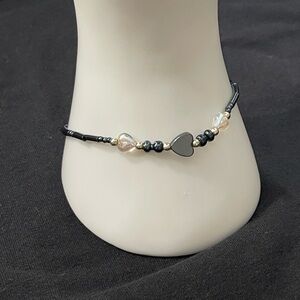 Blue and Silver Heart Beaded Bracelet